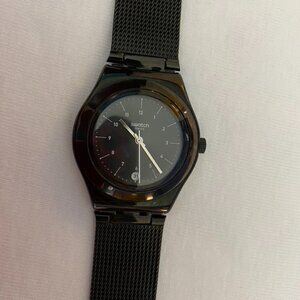 Swatch Watch, White on Black.